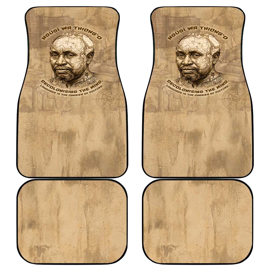 Ngugi wa Thiong O Car Mats Vintage Map Ancient African Library - Decolonising the Mind - African Pride