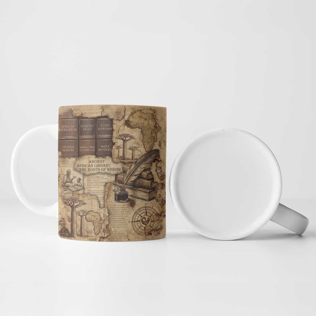 Ngugi wa Thiong O Ceramic Mug Vintage Map Ancient African Library - Decolonising the Mind - African Pride