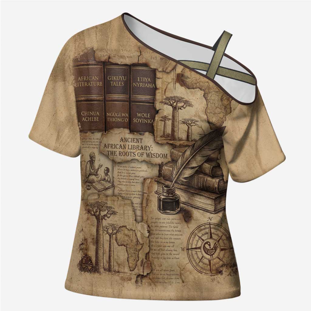 Ngugi wa Thiong O Cross Shoulder Shirt Vintage Map Ancient African Library - Decolonising the Mind - African Pride