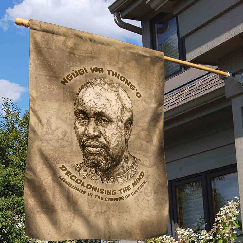 Ngugi wa Thiong O Garden Flag Vintage Map Ancient African Library - Decolonising the Mind - African Pride