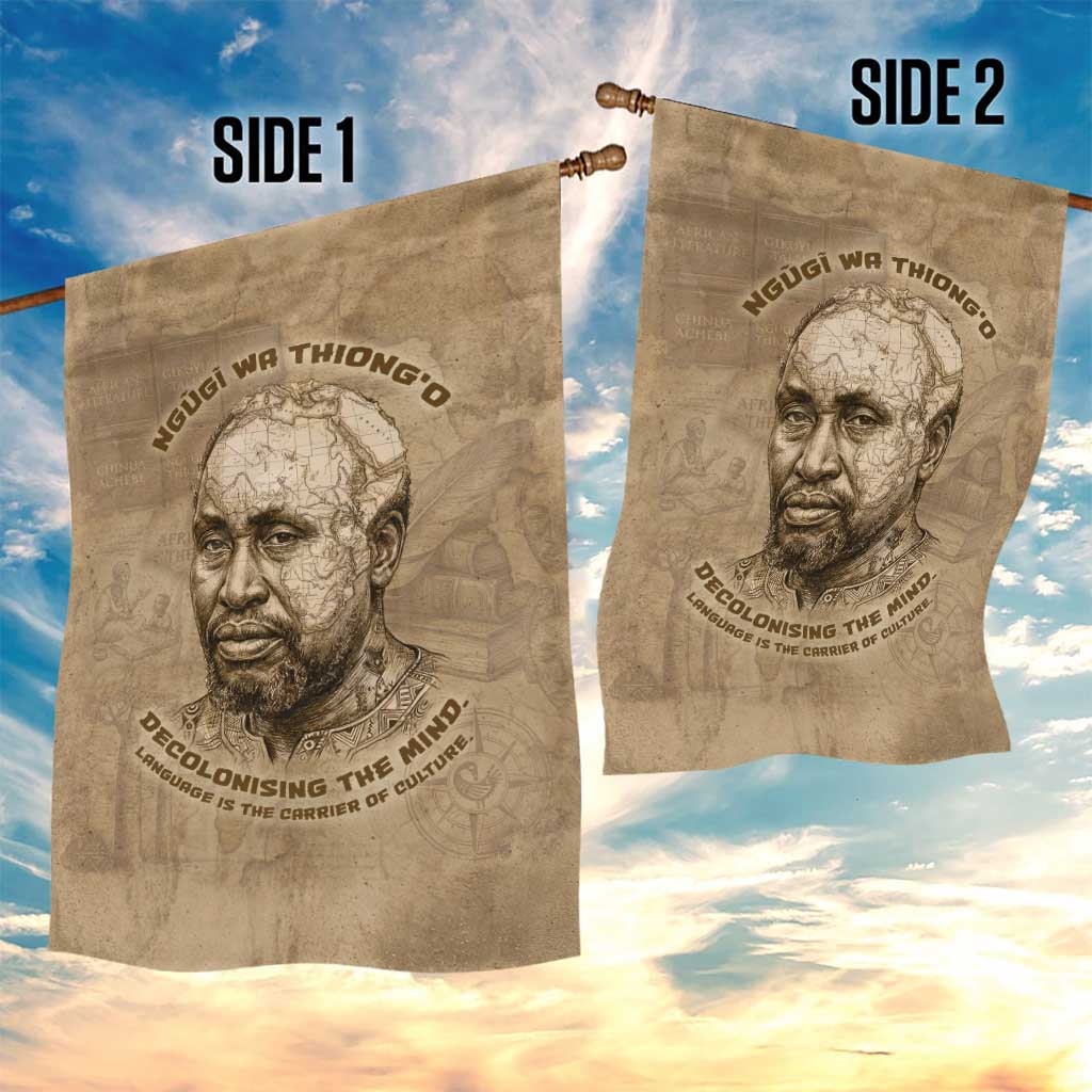 Ngugi wa Thiong O Garden Flag Vintage Map Ancient African Library - Decolonising the Mind - African Pride
