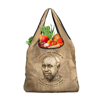 Ngugi wa Thiong O Grocery Bag Vintage Map Ancient African Library - Decolonising the Mind - African Pride