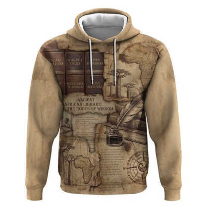 Ngugi wa Thiong O Hoodie Vintage Map Ancient African Library - Decolonising the Mind - African Pride