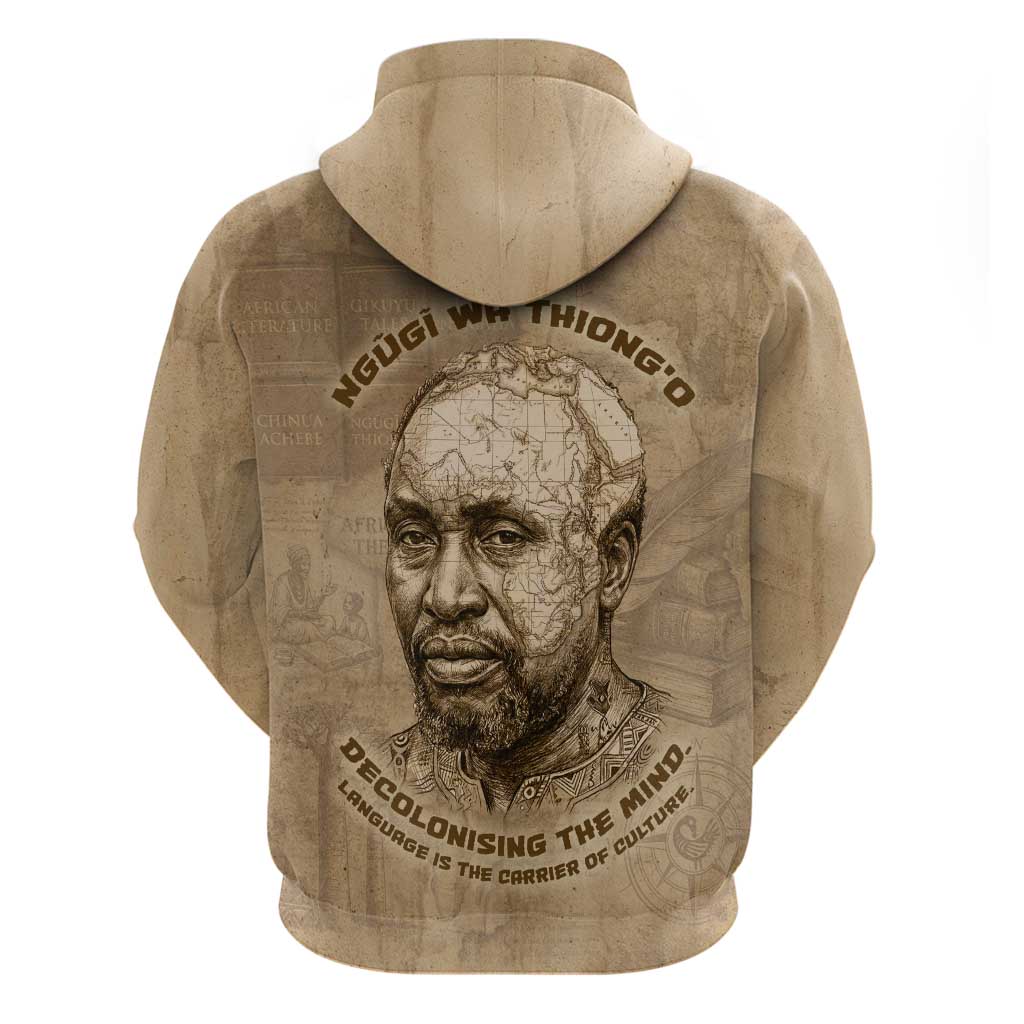 Ngugi wa Thiong O Hoodie Vintage Map Ancient African Library - Decolonising the Mind - African Pride
