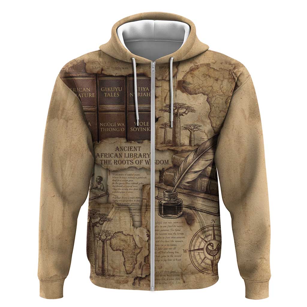 Ngugi wa Thiong O Hoodie Vintage Map Ancient African Library - Decolonising the Mind - African Pride