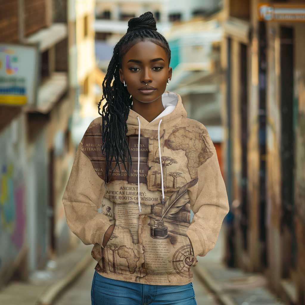 Ngugi wa Thiong O Hoodie Vintage Map Ancient African Library - Decolonising the Mind - African Pride