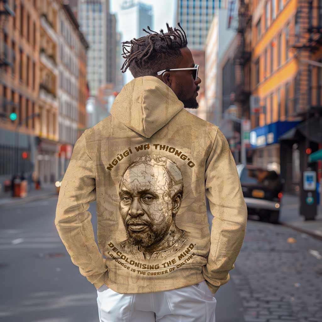 Ngugi wa Thiong O Hoodie Vintage Map Ancient African Library - Decolonising the Mind - African Pride