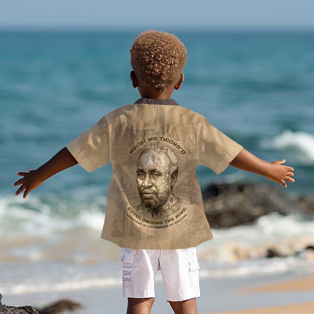 Ngugi wa Thiong O Kid Hawaiian Shirt Vintage Map Ancient African Library - Decolonising the Mind - African Pride