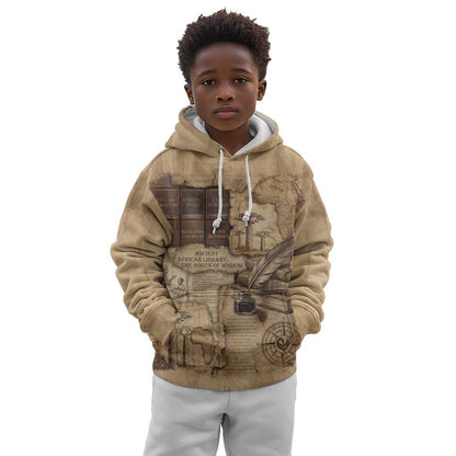 Ngugi wa Thiong O Kid Hoodie Vintage Map Ancient African Library - Decolonising the Mind - African Pride