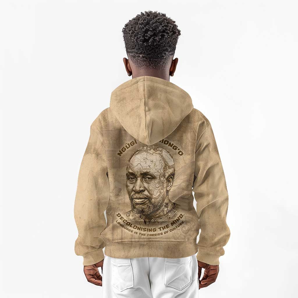 Ngugi wa Thiong O Kid Hoodie Vintage Map Ancient African Library - Decolonising the Mind - African Pride