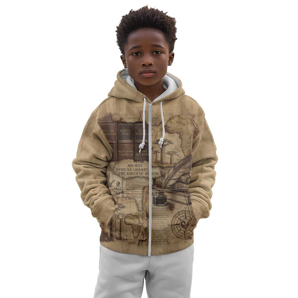 Ngugi wa Thiong O Kid Hoodie Vintage Map Ancient African Library - Decolonising the Mind - African Pride
