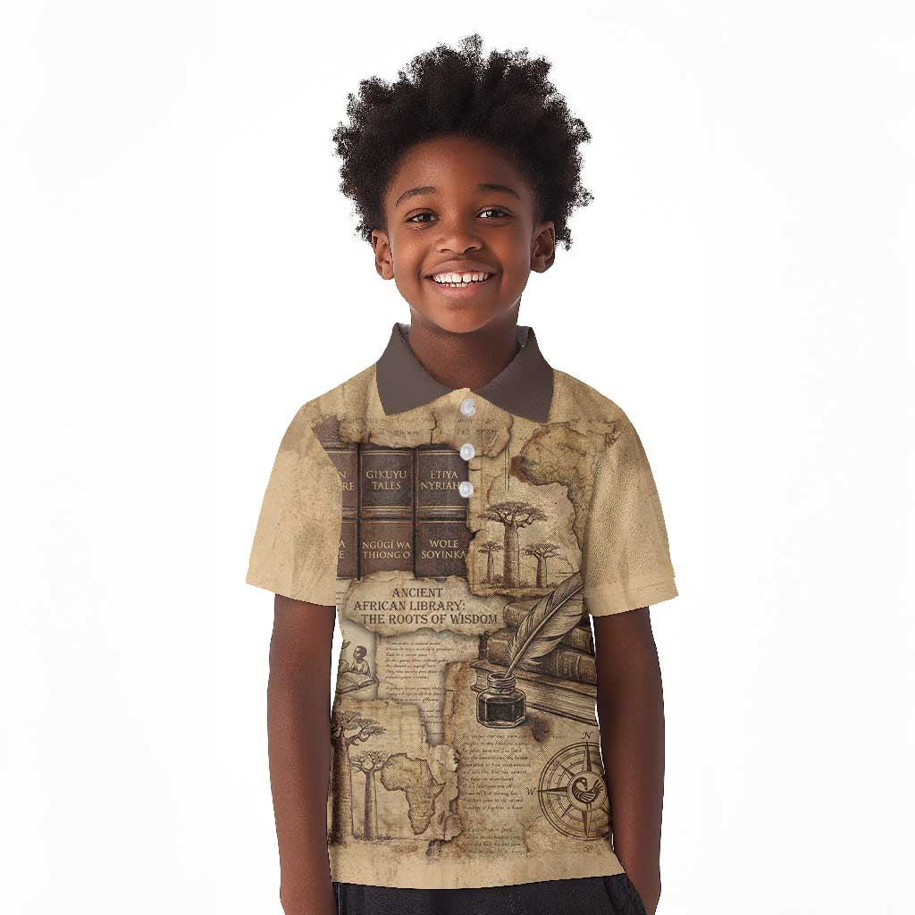 Ngugi wa Thiong O Kid Polo Shirt Vintage Map Ancient African Library - Decolonising the Mind - African Pride