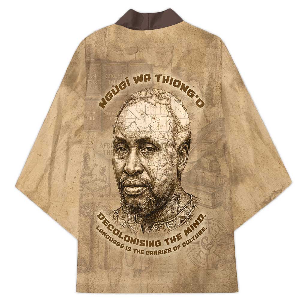 Ngugi wa Thiong O Kimono Vintage Map Ancient African Library - Decolonising the Mind - African Pride