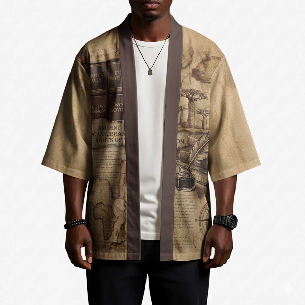 Ngugi wa Thiong O Kimono Vintage Map Ancient African Library - Decolonising the Mind - African Pride