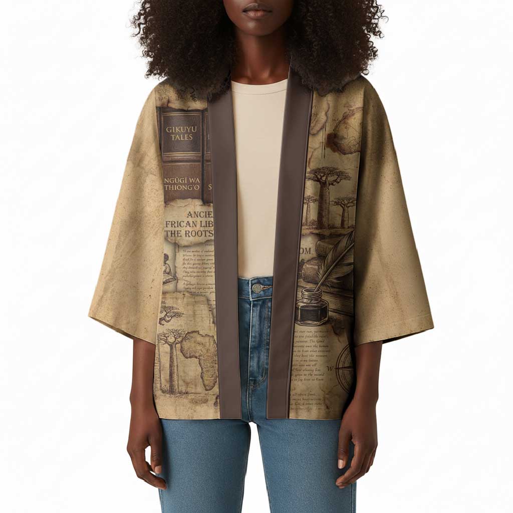 Ngugi wa Thiong O Kimono Vintage Map Ancient African Library - Decolonising the Mind - African Pride