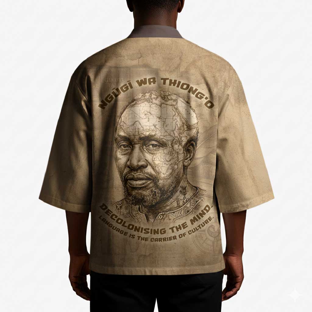 Ngugi wa Thiong O Kimono Vintage Map Ancient African Library - Decolonising the Mind - African Pride