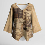 Ngugi wa Thiong O Kimono Sleeve Blouse Vintage Map Ancient African Library - Decolonising the Mind - African Pride