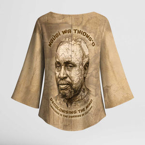 Ngugi wa Thiong O Kimono Sleeve Blouse Vintage Map Ancient African Library - Decolonising the Mind - African Pride
