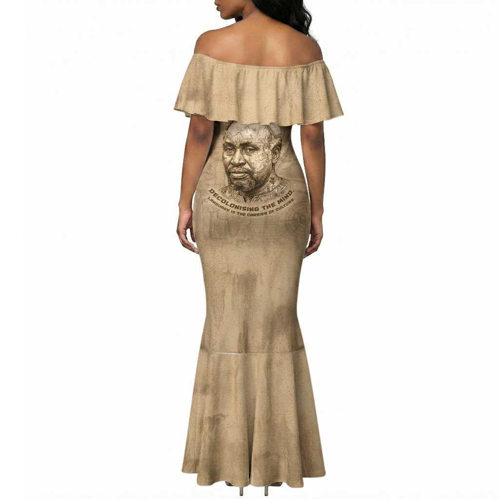 Ngugi wa Thiong O Mermaid Dress Vintage Map Ancient African Library - Decolonising the Mind - African Pride