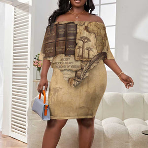 Ngugi wa Thiong O Off Shoulder Short Dress Vintage Map Ancient African Library - Decolonising the Mind - African Pride