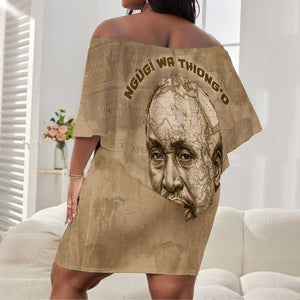 Ngugi wa Thiong O Off Shoulder Short Dress Vintage Map Ancient African Library - Decolonising the Mind - African Pride