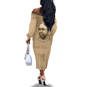 Ngugi wa Thiong O Off The Shoulder Long Sleeve Dress Vintage Map Ancient African Library - Decolonising the Mind - African Pride