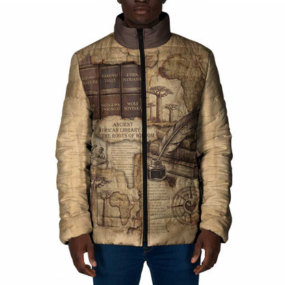 Ngugi wa Thiong O Padded Jacket Vintage Map Ancient African Library - Decolonising the Mind - African Pride