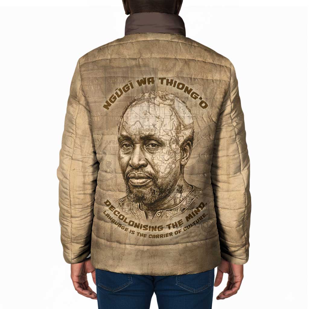 Ngugi wa Thiong O Padded Jacket Vintage Map Ancient African Library - Decolonising the Mind - African Pride