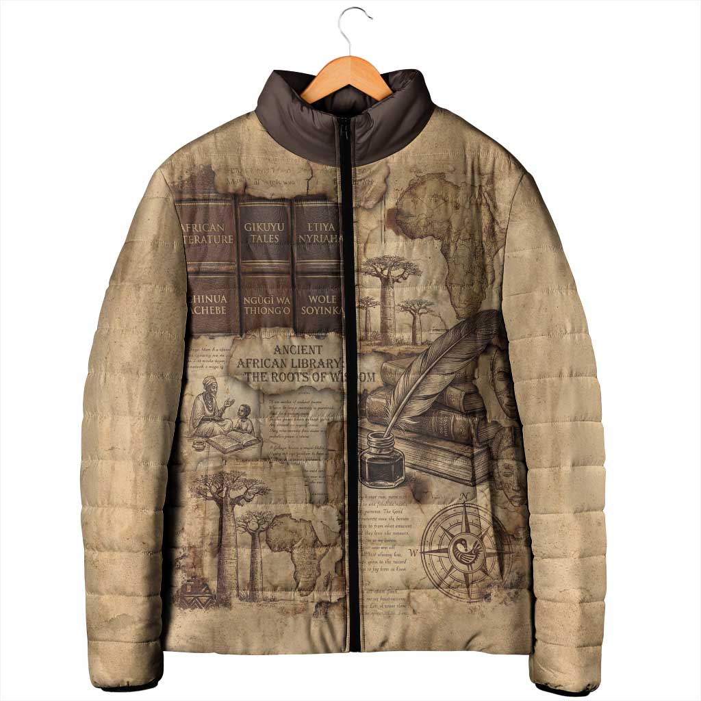 Ngugi wa Thiong O Padded Jacket Vintage Map Ancient African Library - Decolonising the Mind - African Pride