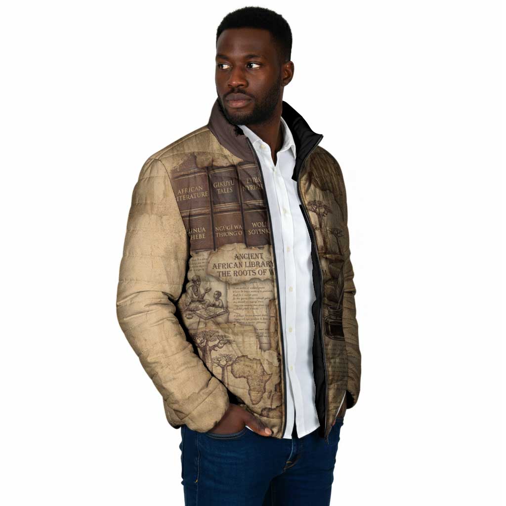 Ngugi wa Thiong O Padded Jacket Vintage Map Ancient African Library - Decolonising the Mind - African Pride
