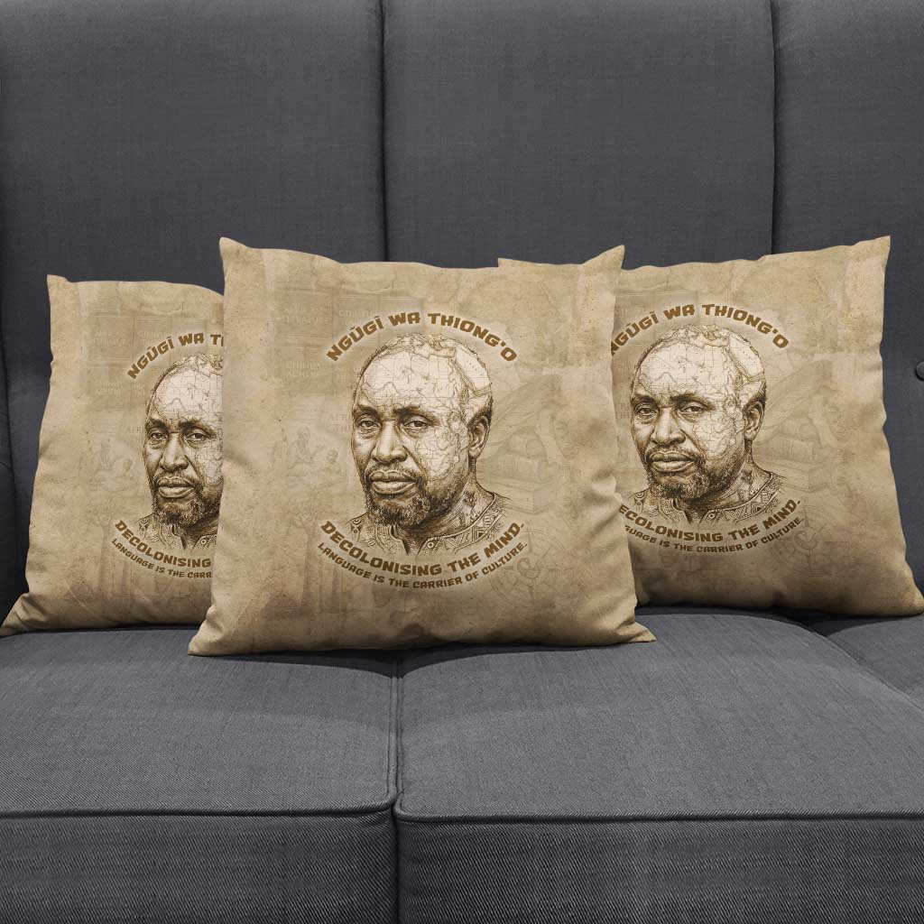 Ngugi wa Thiong O Pillow Cover Vintage Map Ancient African Library - Decolonising the Mind - African Pride