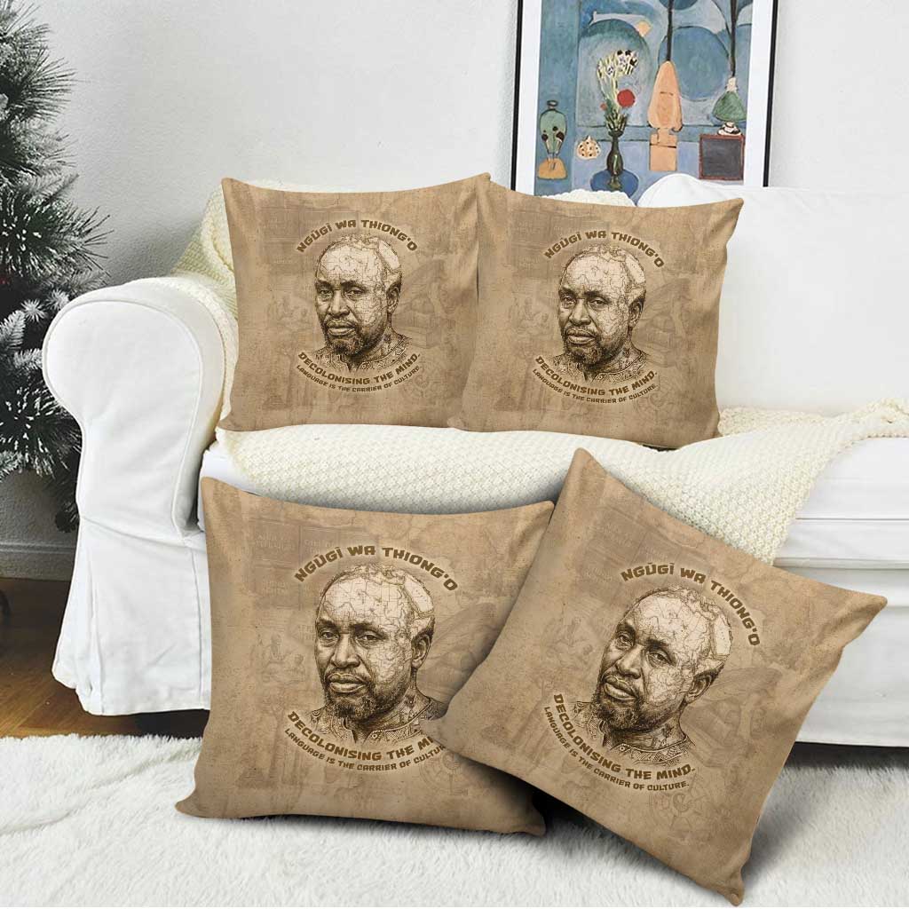 Ngugi wa Thiong O Pillow Cover Vintage Map Ancient African Library - Decolonising the Mind - African Pride
