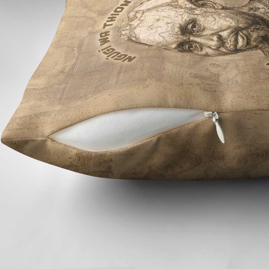 Ngugi wa Thiong O Pillow Cover Vintage Map Ancient African Library - Decolonising the Mind - African Pride