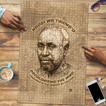 Ngugi wa Thiong O Puzzle Vintage Map Ancient African Library - Decolonising the Mind - African Pride