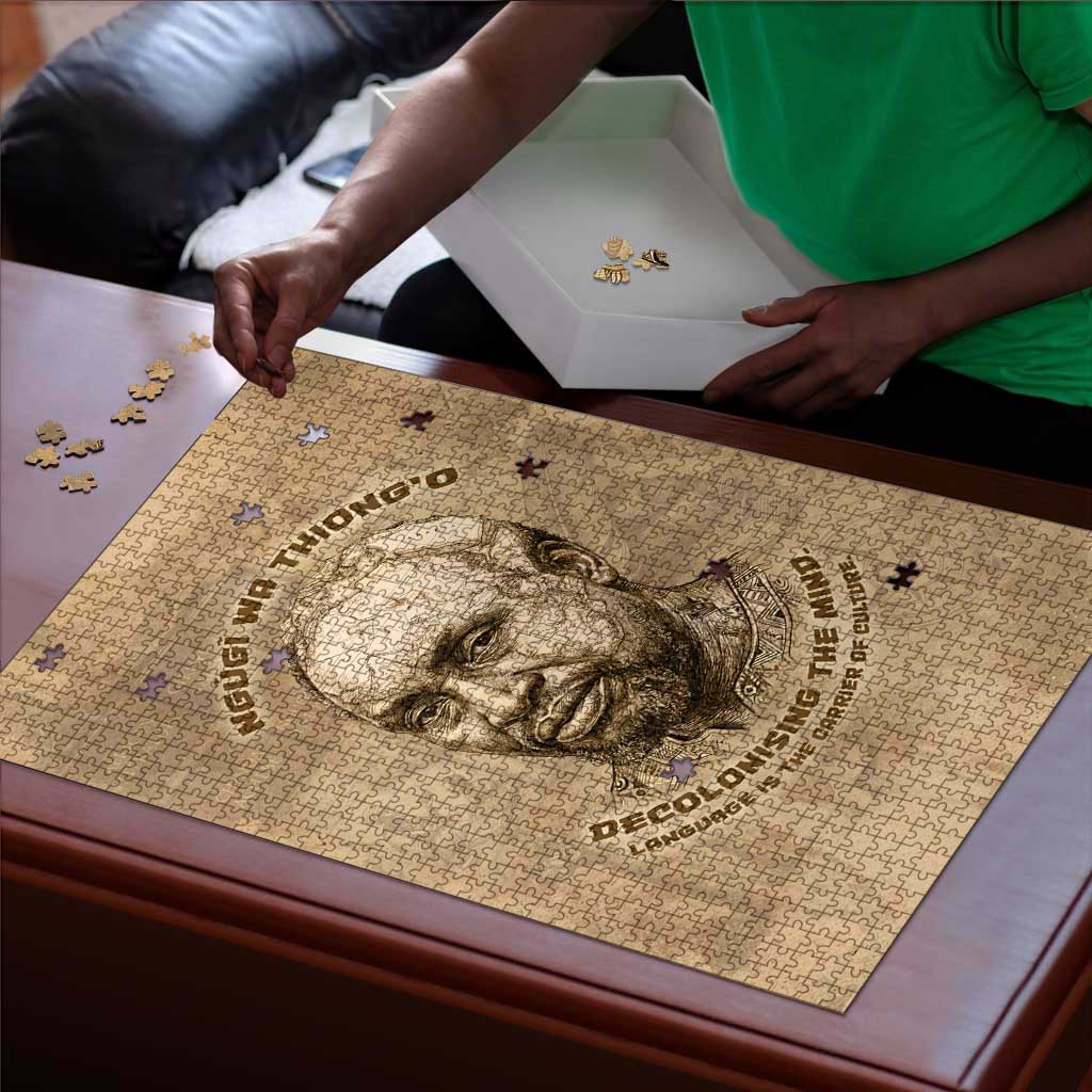 Ngugi wa Thiong O Puzzle Vintage Map Ancient African Library - Decolonising the Mind - African Pride