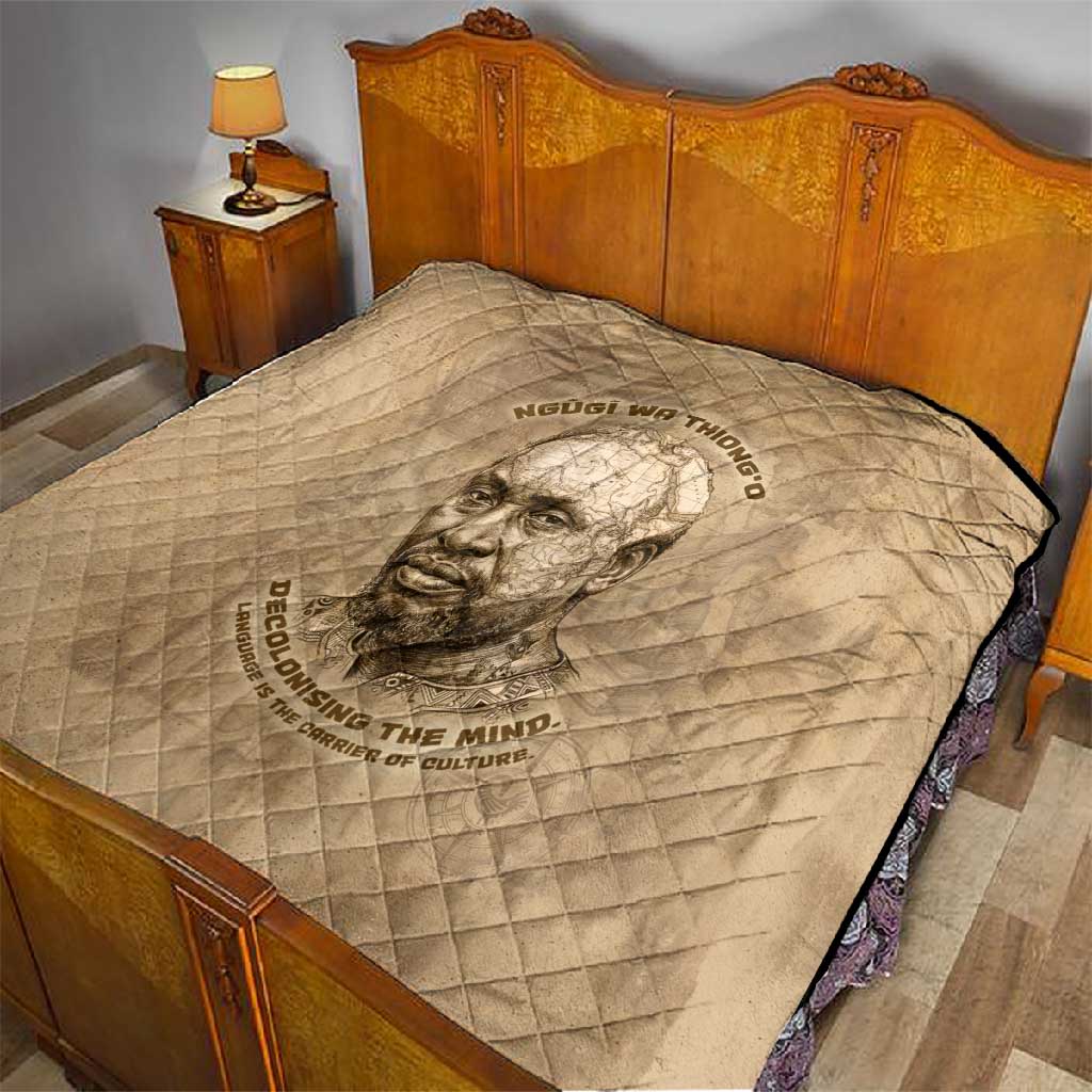 Ngugi wa Thiong O Quilt Vintage Map Ancient African Library - Decolonising the Mind - African Pride