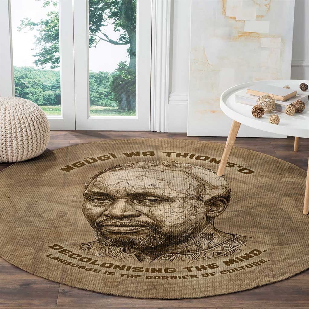 Ngugi wa Thiong O Round Carpet Vintage Map Ancient African Library - Decolonising the Mind - African Pride