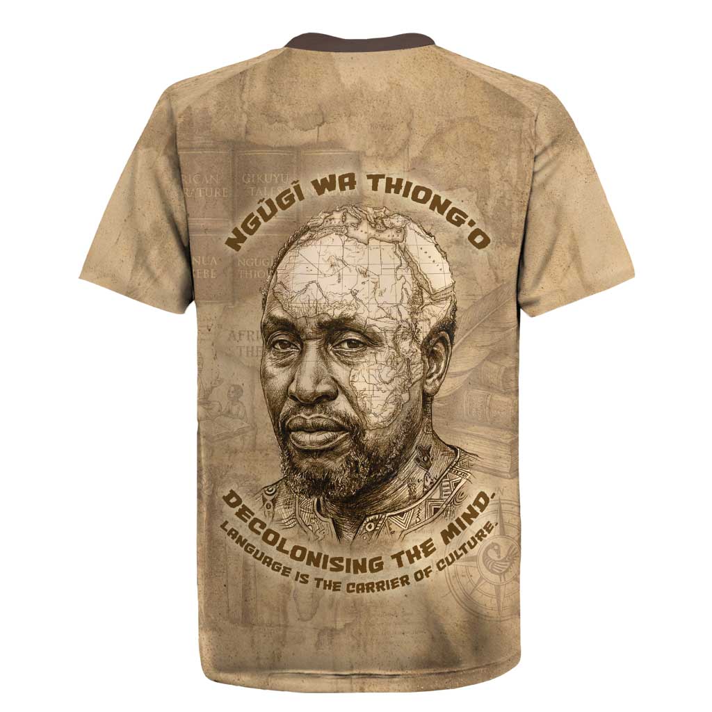 Ngugi wa Thiong O Rugby Jersey Vintage Map Ancient African Library - Decolonising the Mind - African Pride