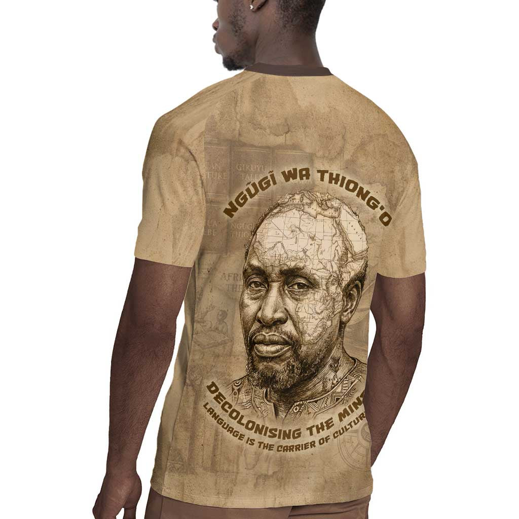 Ngugi wa Thiong O Rugby Jersey Vintage Map Ancient African Library - Decolonising the Mind - African Pride