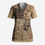 Ngugi wa Thiong O Scrub Top Vintage Map Ancient African Library - Decolonising the Mind - African Pride