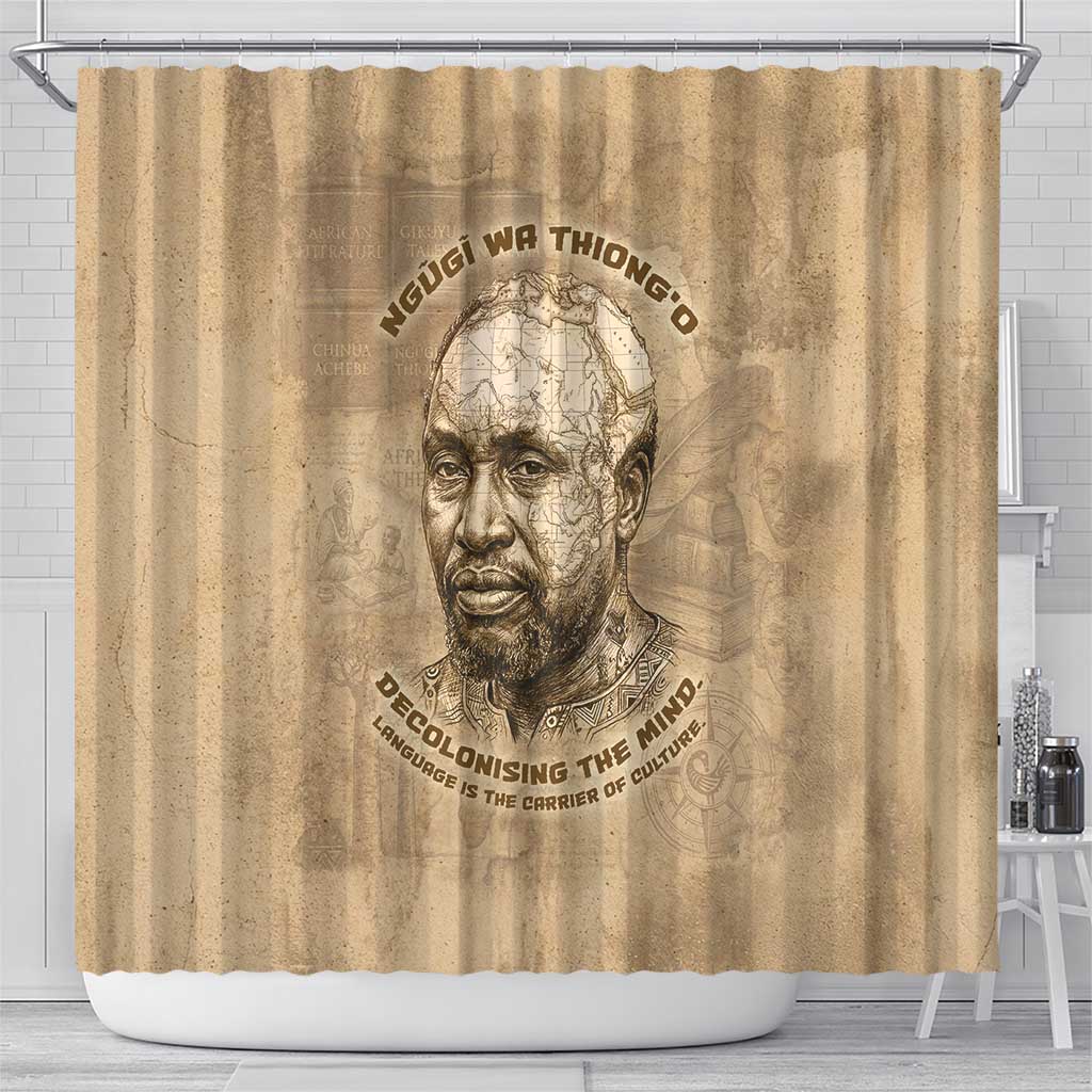 Ngugi wa Thiong O Shower Curtain Vintage Map Ancient African Library - Decolonising the Mind - African Pride