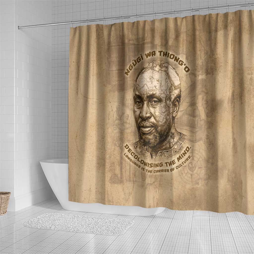 Ngugi wa Thiong O Shower Curtain Vintage Map Ancient African Library - Decolonising the Mind - African Pride