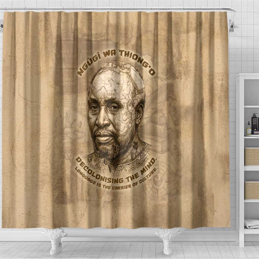 Ngugi wa Thiong O Shower Curtain Vintage Map Ancient African Library - Decolonising the Mind - African Pride