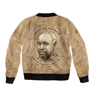 Ngugi wa Thiong O Sleeve Zip Bomber Jacket Vintage Map Ancient African Library - Decolonising the Mind - African Pride
