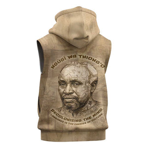 Ngugi wa Thiong O Sleeveless Zip Hoodie Vintage Map Ancient African Library - Decolonising the Mind - African Pride