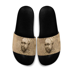 Ngugi wa Thiong O Slide Sandals Vintage Map Ancient African Library - Decolonising the Mind - African Pride