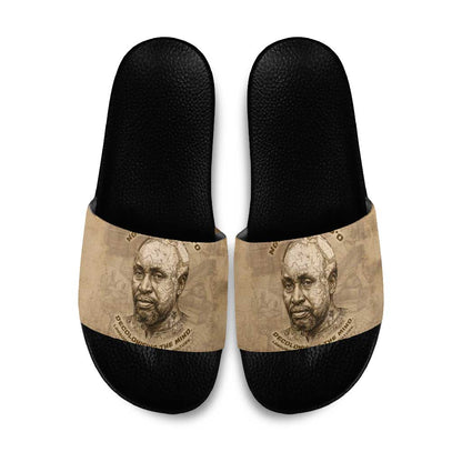 Ngugi wa Thiong O Slide Sandals Vintage Map Ancient African Library - Decolonising the Mind - African Pride