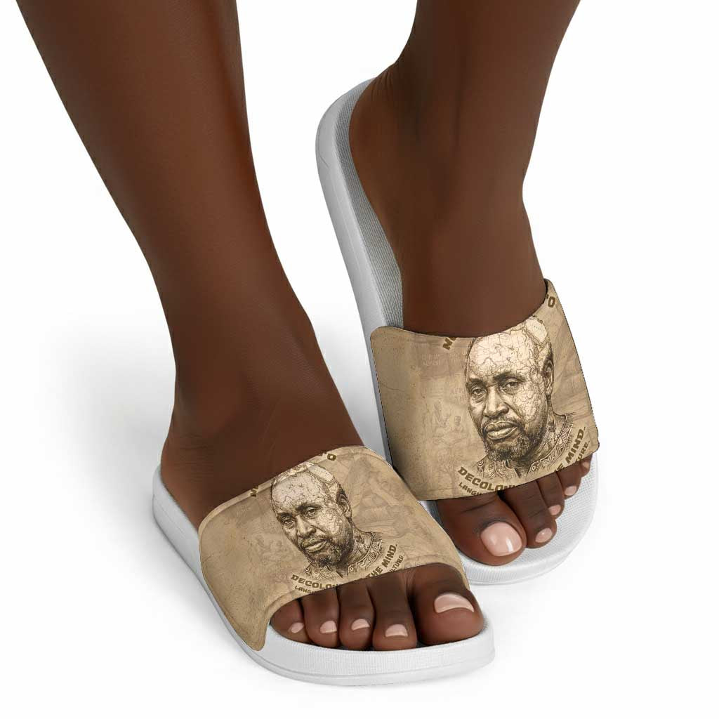 Ngugi wa Thiong O Slide Sandals Vintage Map Ancient African Library - Decolonising the Mind - African Pride