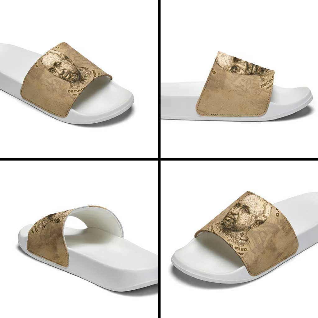 Ngugi wa Thiong O Slide Sandals Vintage Map Ancient African Library - Decolonising the Mind - African Pride