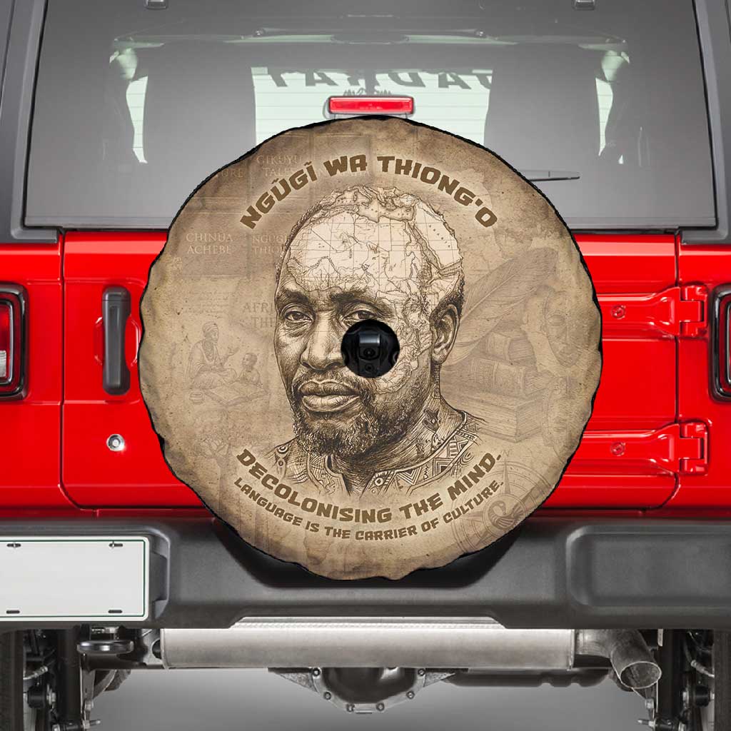 Ngugi wa Thiong O Spare Tire Cover Vintage Map Ancient African Library - Decolonising the Mind - African Pride